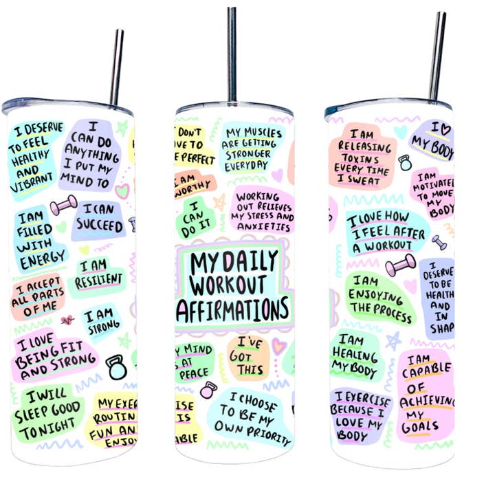 My Daily Workout Affirmations 20 oz Becher für den Großhandel von Perfectly Diverse Trendz, LLC