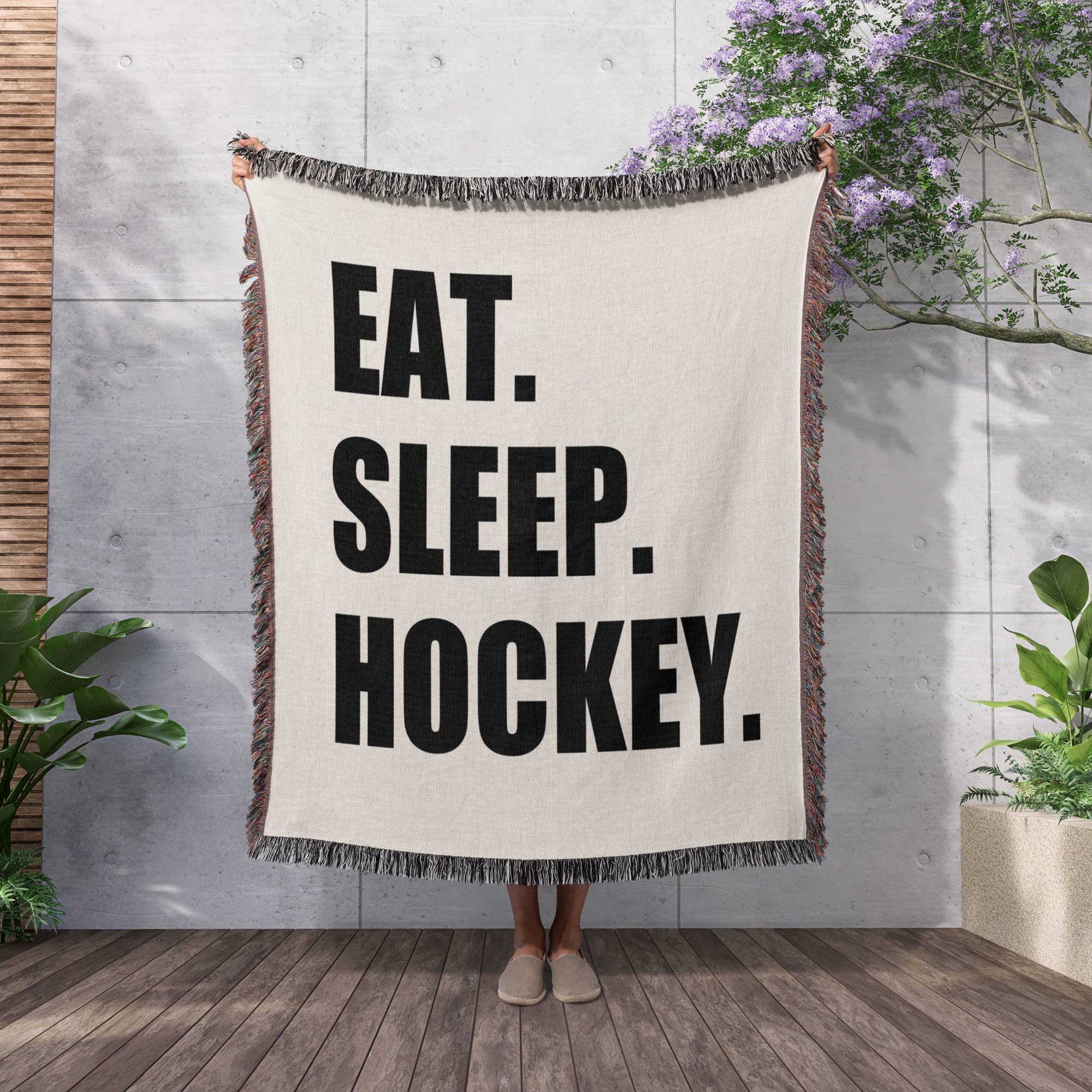 3dRose - Vente Plaids - 3dRose, Manger Dormir Hockey - texte cadeau pour les joueurs d'équipe sportive et les passionnés, Couverture2