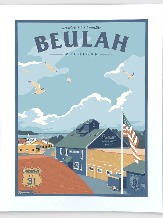 Beulah - Michigan Travel Art Print for wholesale by The Mighty Mitten