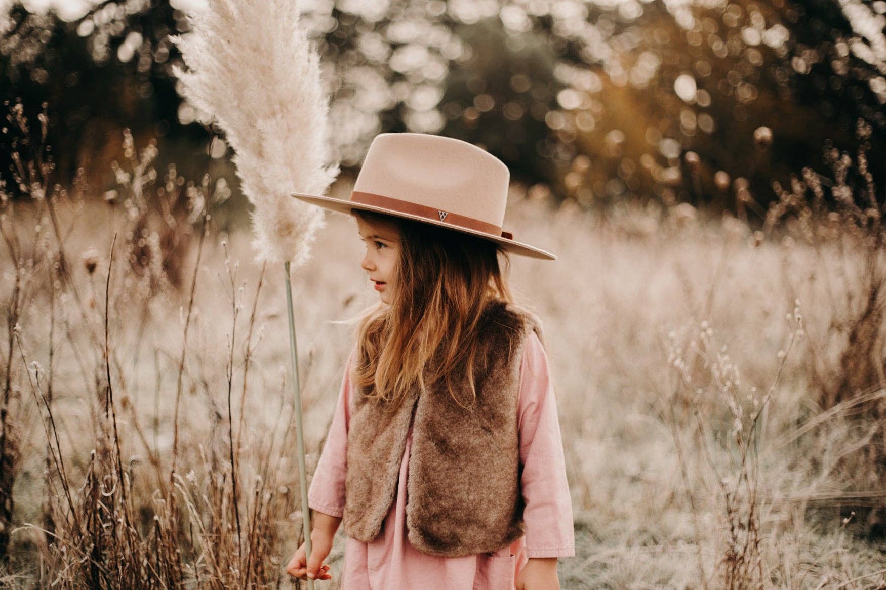 WEST VON - Wholesale Kids Hat - Kids - Children's Sloane Wide Brim Hat | Latte1