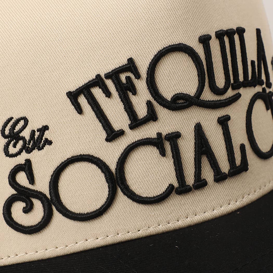 Fashion City - Wholesale Baseball Cap - Unisex - Tequila Social Club 3D Text Embroidery Two-Tone Trucker Hat5