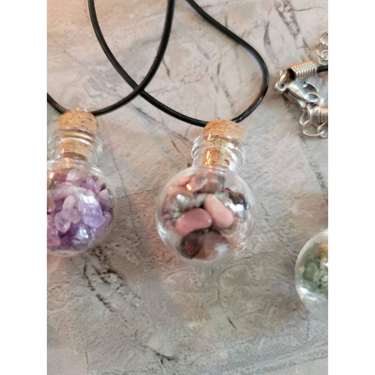 My Magic Place Shop - Wholesale Pendant/Charm Necklace - Glass Wishing Bottle Leather Cord Pendant Necklaces3