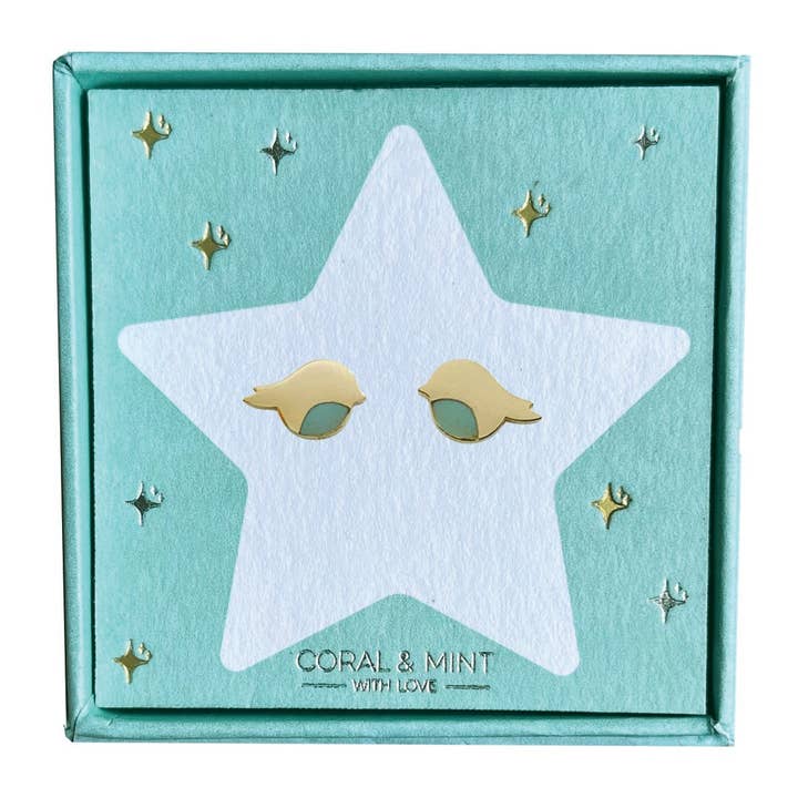 Christmas Edition - Robin Studs for wholesale by Coral & Mint