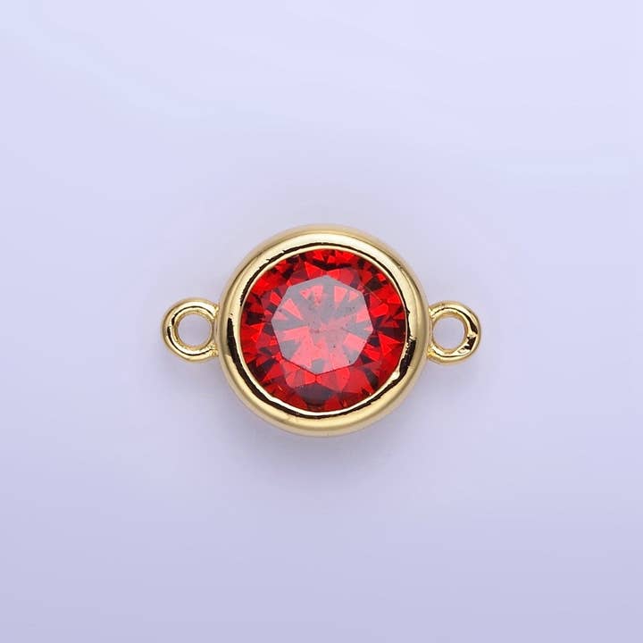 Aim Eternal - Wholesale Individual Charm/Pendant - 14K Gold Filled Birthstone CZ Round Bezel Connector | G937 - G9448
