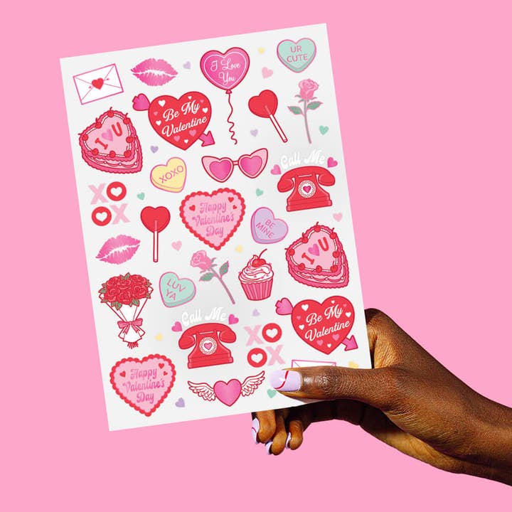 xo, Fetti - Wholesale Temporary Tattoo - Valentines Day Temporary Tattoos, Galentines Heart Favors