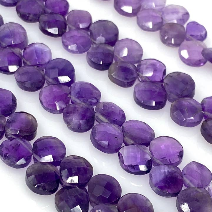 8” Natuurlijke amethist gefacetteerde hartvormige kralen, benodigdheden voor het maken van sieraden, groothandel in edelsteenkralen, 7 mm - 8 mm voor wholesale door Akstar Gems