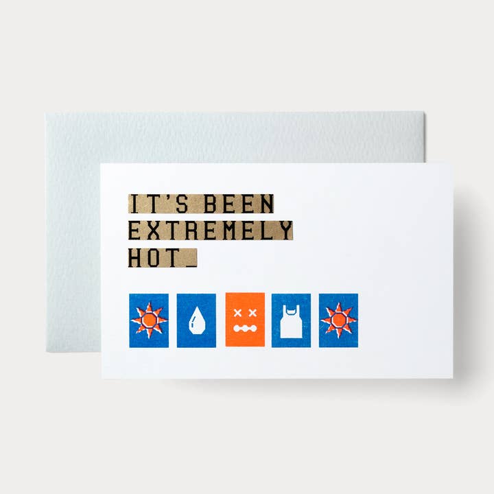 Type Tape Series: IT'S BEEN EXTREMELY HOT | Risograph Card for wholesale by Nandaka