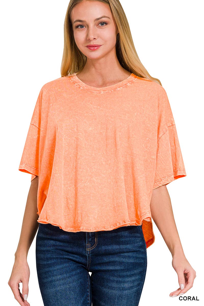 42POPS – wholesale T-shirt – women's – "._ SI-25351 Vintage Washed Short Sleeve Top As shown53