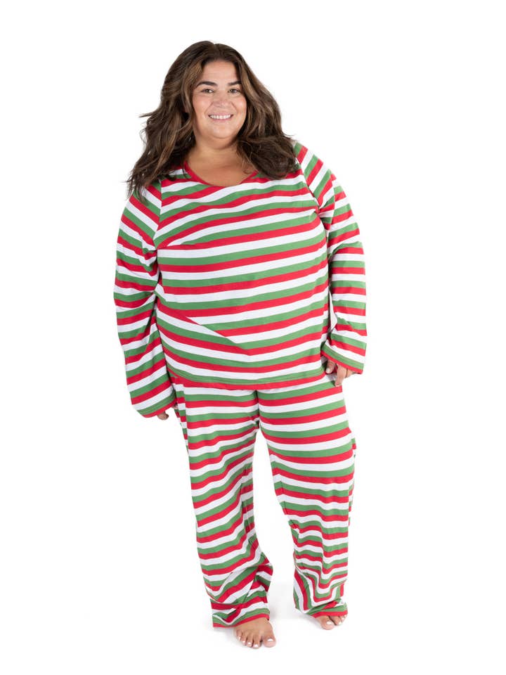 Leveret Pajamas - Vendita all'ingrosso Completo pigiama - Donna - Pigiama Donna Due Pezzi Cotone Strisce6
