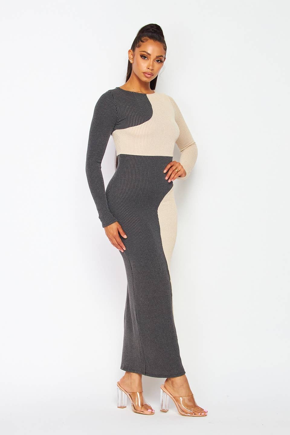 Boswell - Wholesale Dress - Women's - COLOR BLOCK MAXI DRESS2