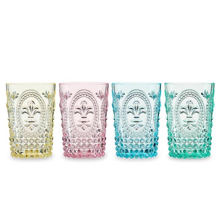Acrylic Embossed Tumblers Assorted Colors Set of 4 for wholesale by Twine