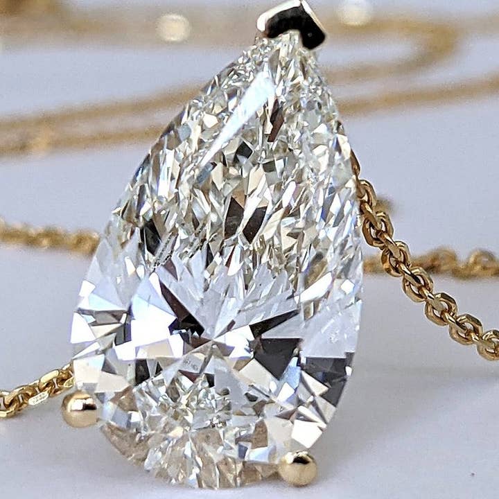 Lifetime Jewelers - Wholesale Pendant/Charm Necklace - 4 Carat Pear Shaped Lab Grown Diamond Pendant Necklace 14k  1
