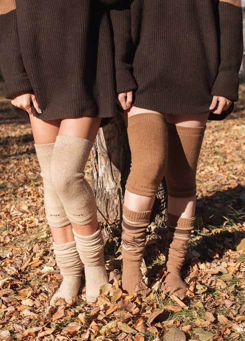 Mongulai – wholesale Strumpor - Unisex – Grå fårull knävärmare1