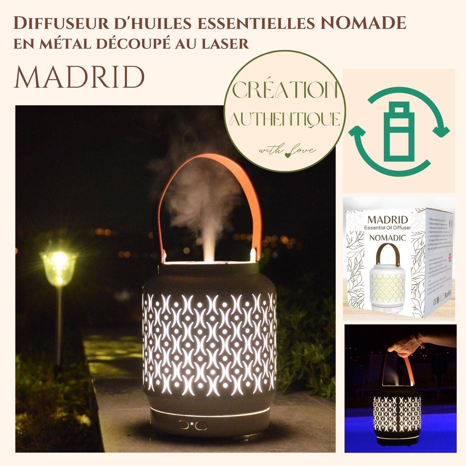 Zen'Arôme - Wholesale Electronic Diffuser - Essential Oil Diffuser with Built-in Battery Madrid3