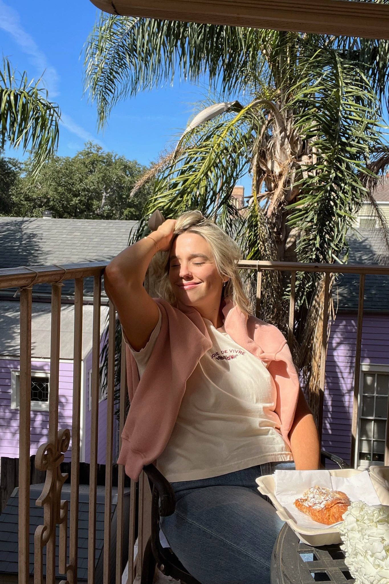 White Joie De Vivre Boxy Tee for wholesale on Faire7