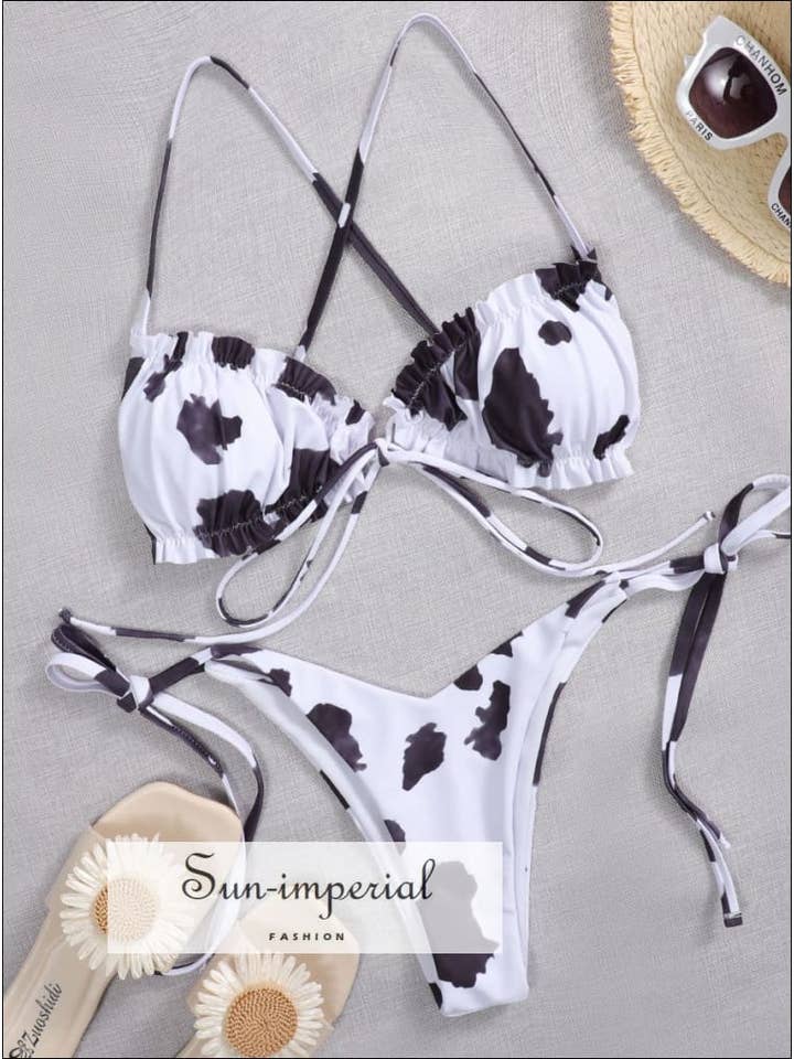 Sun Imperial – wholesale Tvådelad baddräkt - Dam – Kvinnor Leopardmönstrad Veckad Baddräkt med slips sidan och