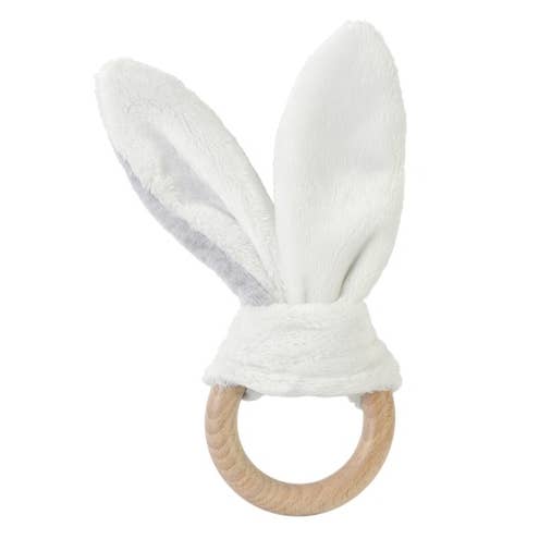 Newcastle Classics - Wholesale Teether (Not Clip-On) - Baby - NC Bunny Wooden Teether (Grey) by Happy Horse