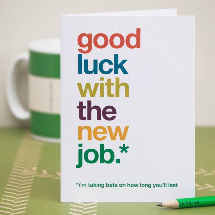 Nouvelle carte d'emploi drôle Good Luck pour la vente par Wordplay Design
