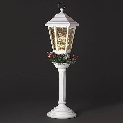 Lighted Swirl Lamp Post; Santa Over Town with Wreath for wholesale by Roman