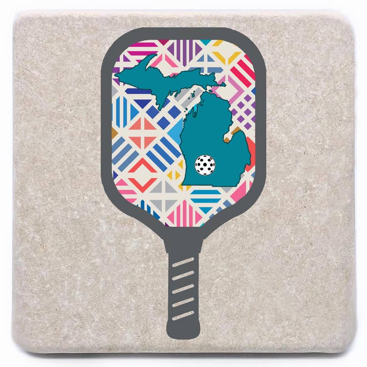 Pickleball Paddle Michigan Stone Coaster for wholesale by Noomoon