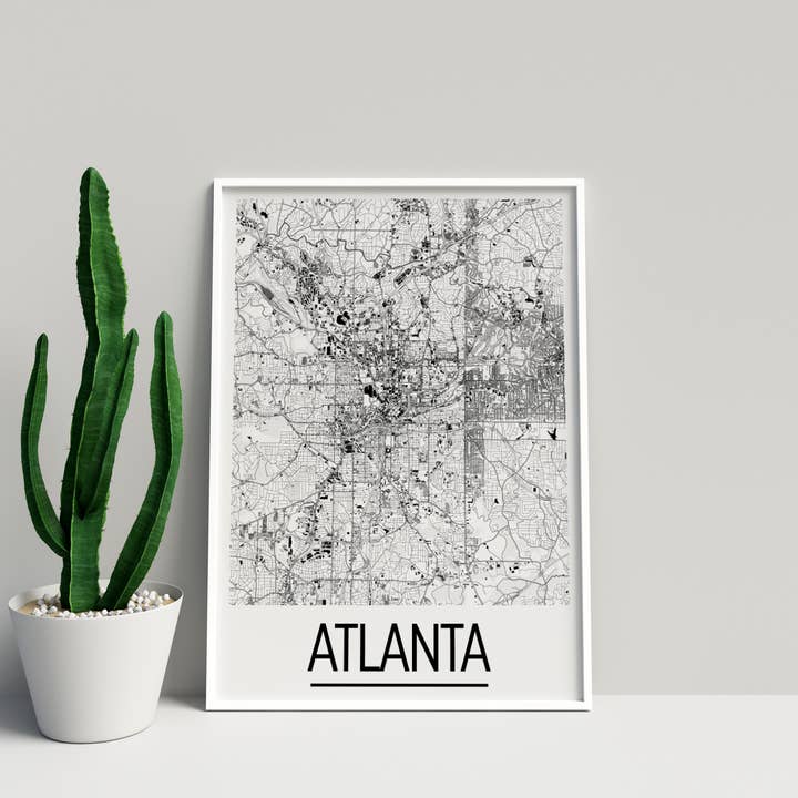 8" x 10" Atlanta Map Print - Art Deco Style for wholesale by ILIKEMAPS
