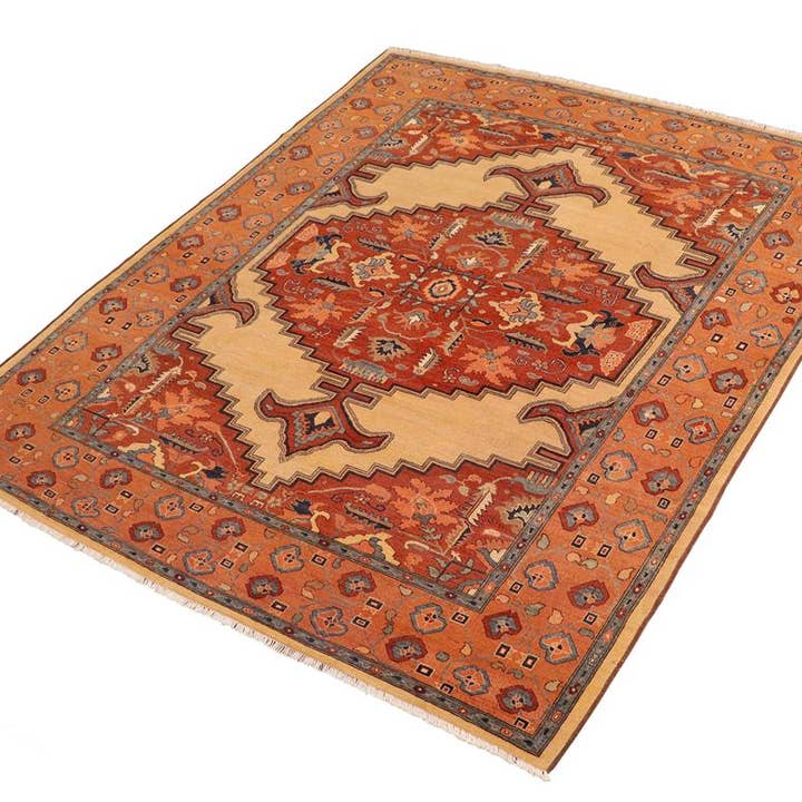 Antique Lavastone Low-Pile Illa Tan/Orange Wool Rug - 8'3'' x 9'10'' for wholesale by Arshs Fine Rugs