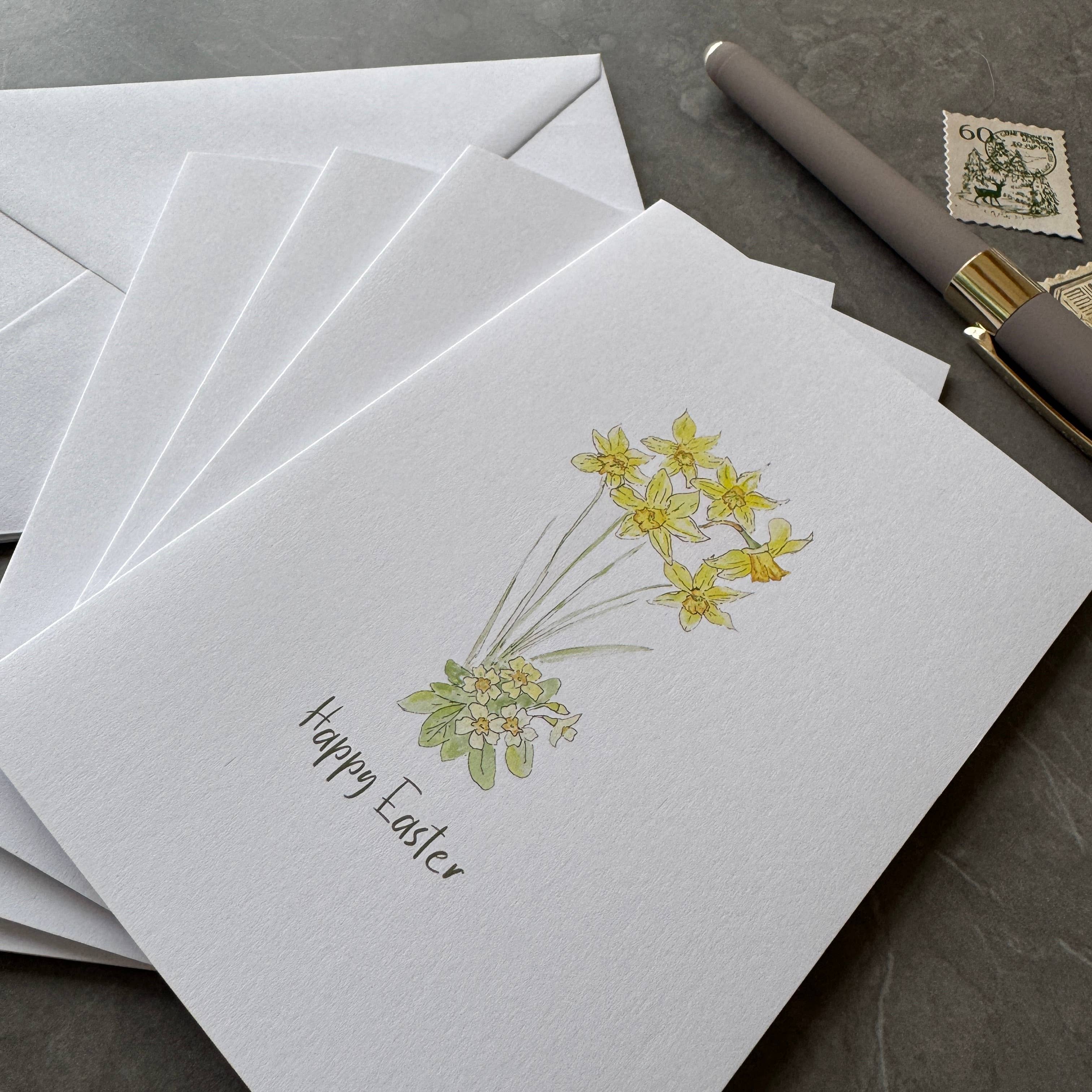Tall Order - Wholesale Easter Card - Easter Card Pack of 8 with Daffodil & Primrose Illustration2