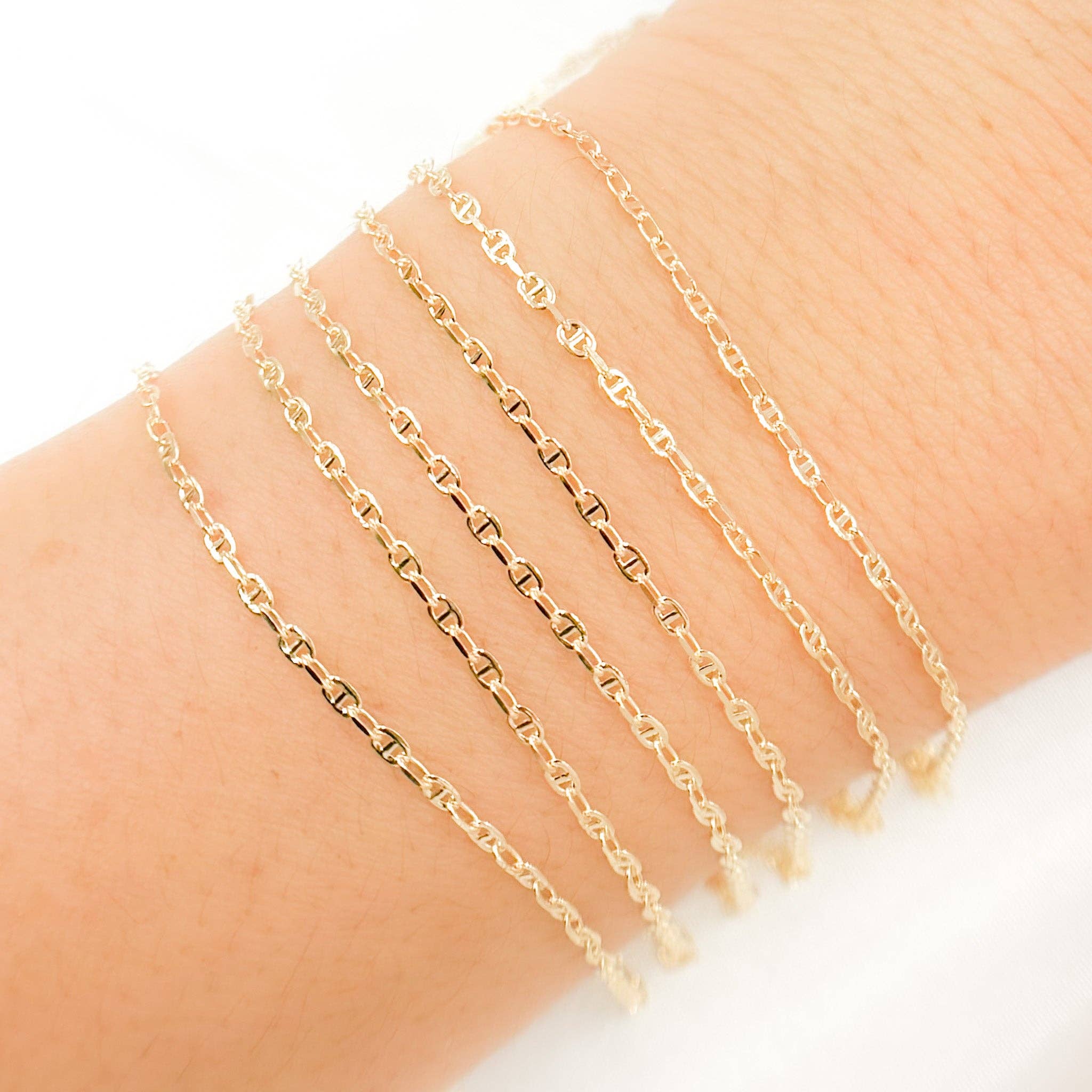 Tresor Jewelry Inc. - Wholesale Link & Chain Necklace - 040MM0P211H0byFt. 14K Solid Gold Smooth Marina and Cable Links Chain by Foot1