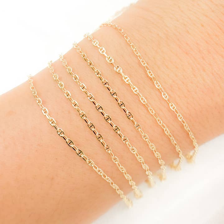 Tresor Jewelry Inc. - Wholesale Link & Chain Necklace - 040MM0P211H0byFt. 14K Solid Gold Smooth Marina and Cable Links Chain by Foot1