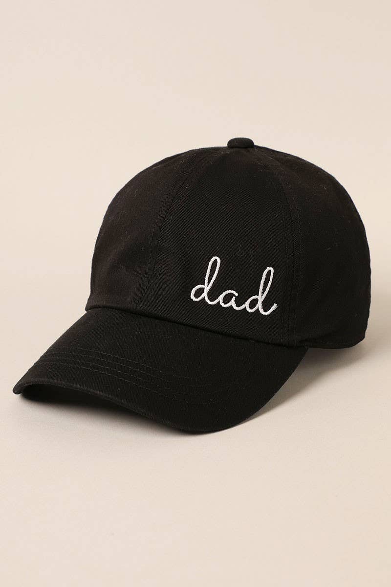 BLACK dad Embroidered Cotton Baseball Dad Cap for wholesale on Faire1