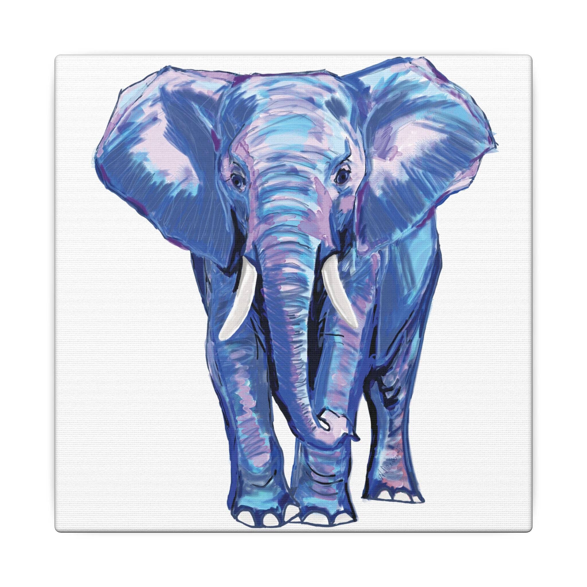 Blue Cava - Wholesale Art Print - Blue and Pink Elephant Canvas Art - Colorful Elephant Wall Décor3