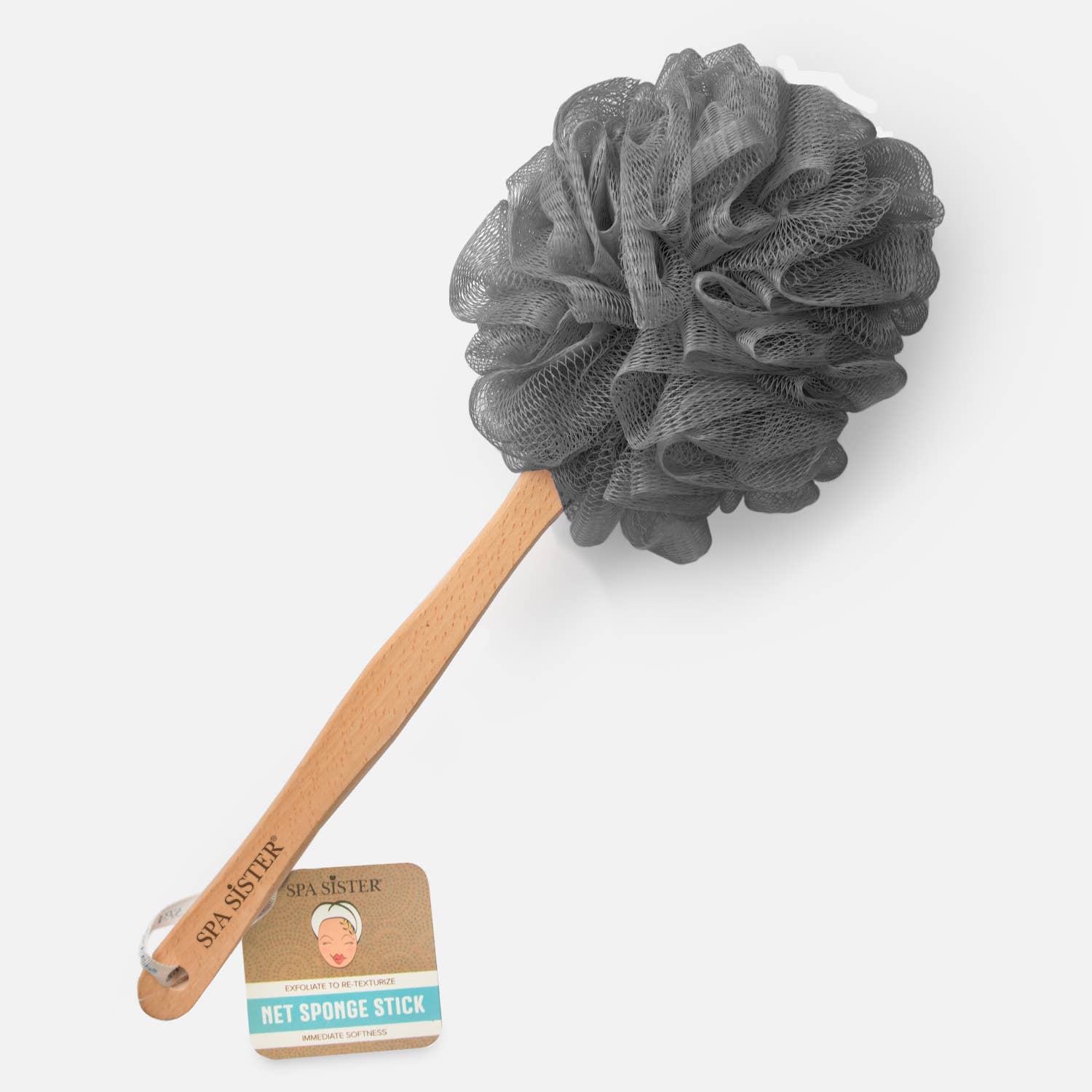 Bath Accessories Company - Wholesale Bath Pouf/Sponge - Net Sponge Stick (Beechwood)6