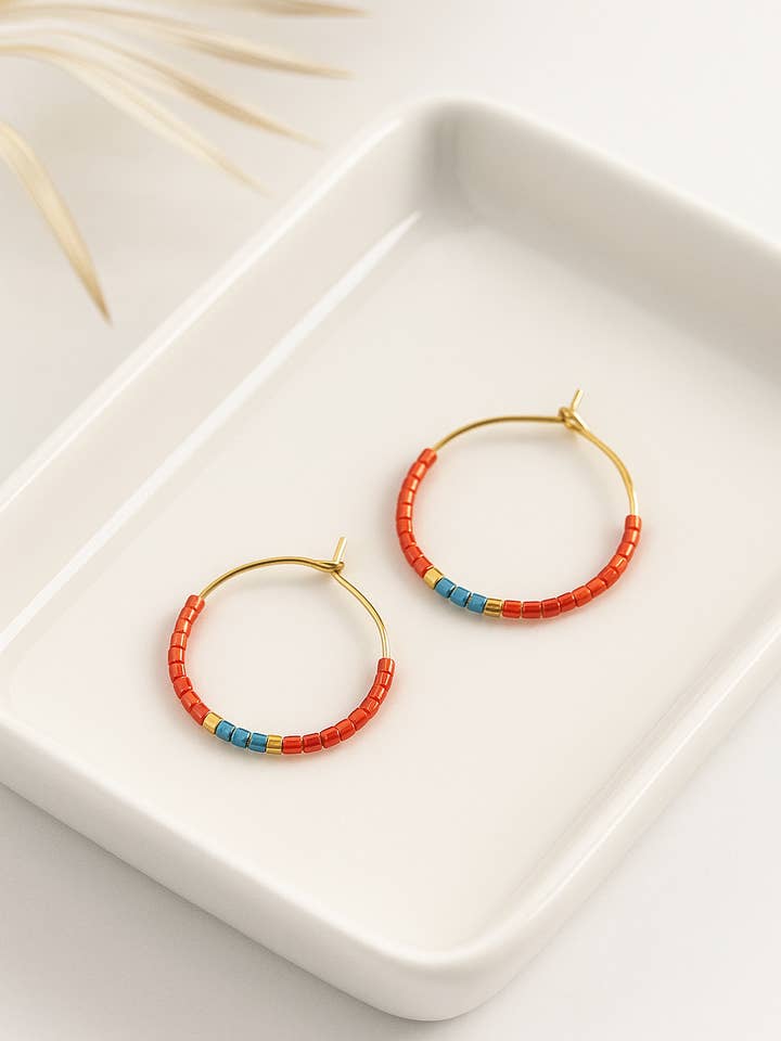 Beaded Hoop Earrings for wholesale by Joyful Jewels by Joyful Blooms