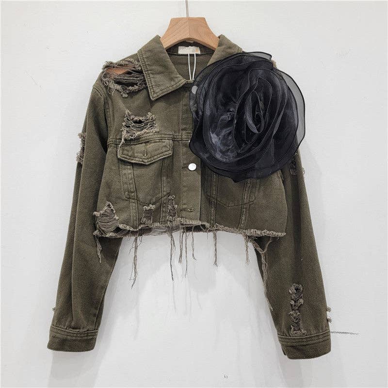 SALINA TRADING INC - Wholesale Denim Jacket - Women's - Distressed Denim Jacket with Floral Design10