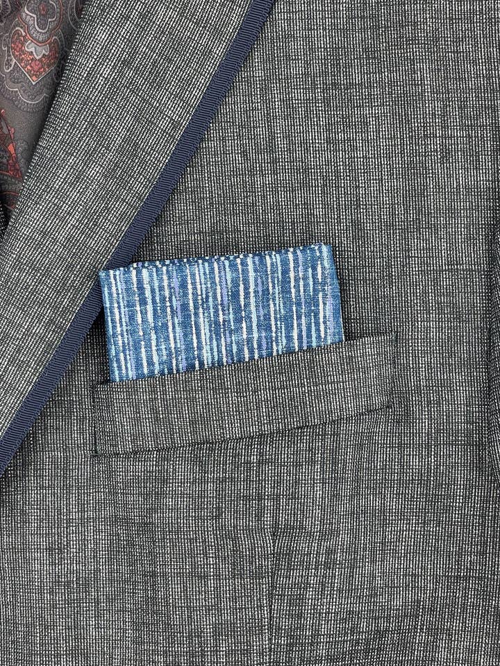 Blue and White Stripes Pocket Square for wholesale by Olaf Olsson