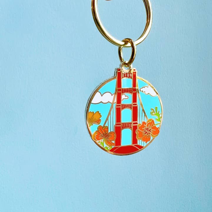 Brenna Daugherty Illustration - Wholesale Keychain - Women's - San Francisco Golden Gate Bridge Enamel Keychain3