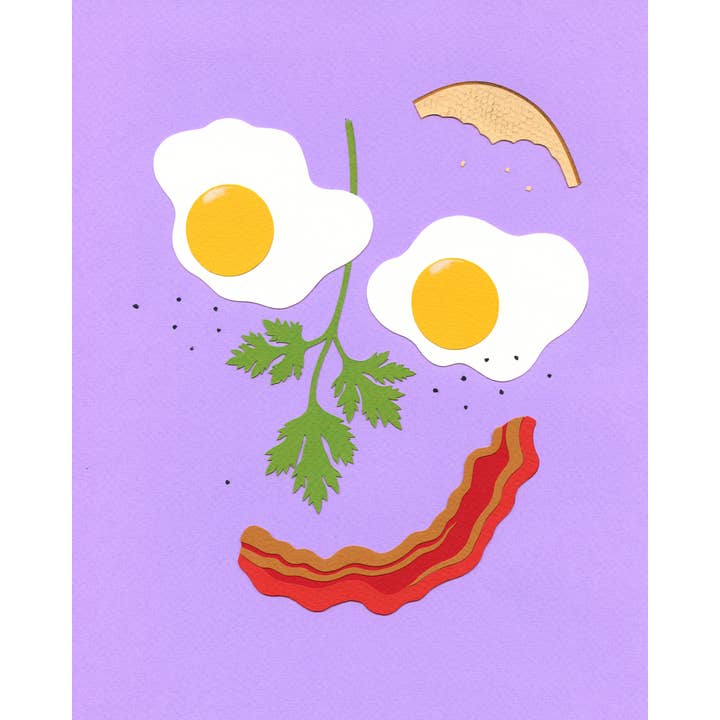 Breakfast Face 8x10" Art Print for wholesale by Lea Zalinskis Illustration