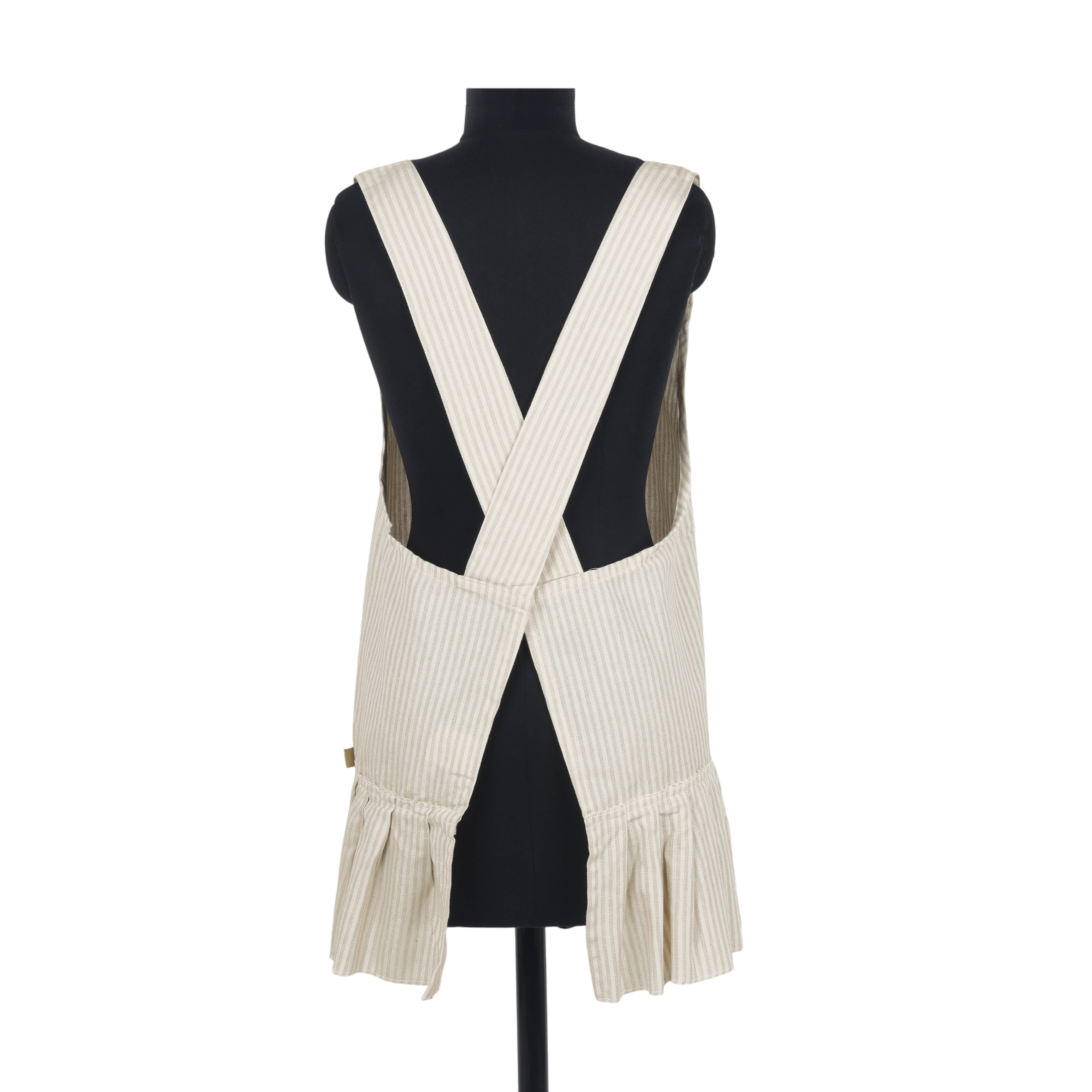 Raine & Humble - Wholesale Apron - Manor Stripe Pinafore Apron - Taupe1