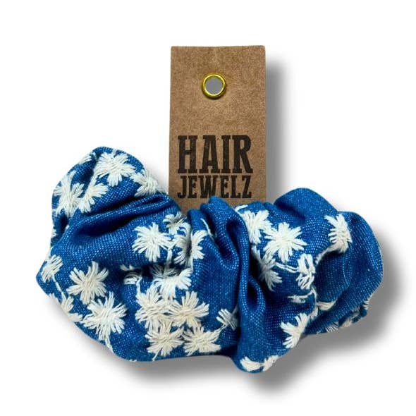 Hairjewelz by Elle - Wholesale Hair Clip - Women's - “Embroidery Denim” scrunclip0