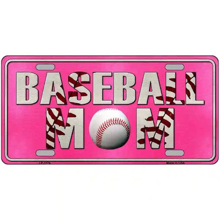 Baseball Mom Novelty Metal License Plate for wholesale by Smart Blonde