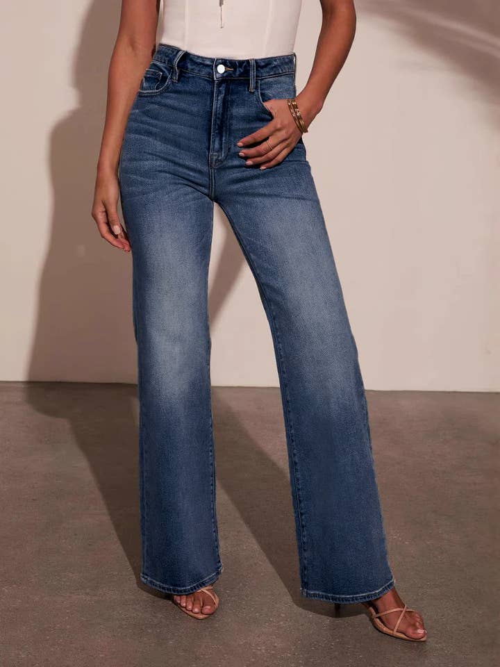 Relaxed Loose Straight Washed Jeans for wholesale by Rosa Clothing