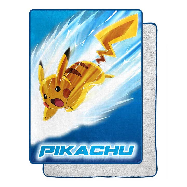 Pokemon PIKACHU BOLT - Silk Touch Sherpa Throw for wholesale by The Northwest Group