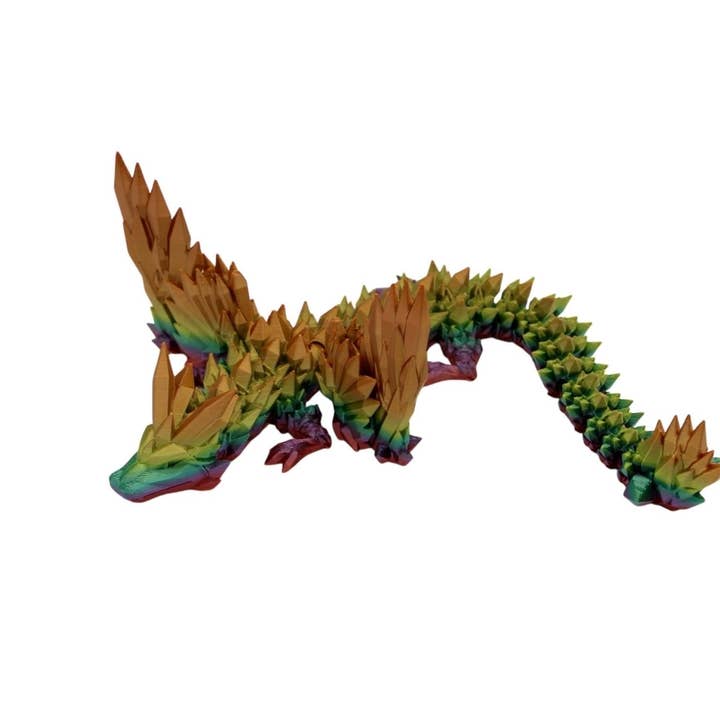 Acworth Alchemist - Wholesale Fidget Toy - Kids - Rainbow Crystal Wing Dragon Fidget Toy - 3D Printed Articulated Dragon