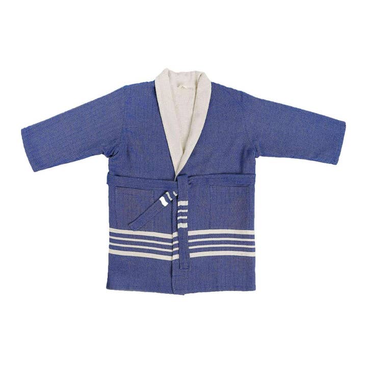 Albornoz infantil Ada con tejido de felpa azul marino para venta al por mayor de PESHCE