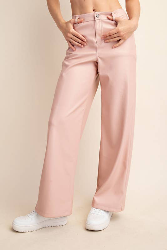 Peace Love Line – Engroshandel Bukser - Dame – PL3448 - PU LÆDER LIGE BUKSER5