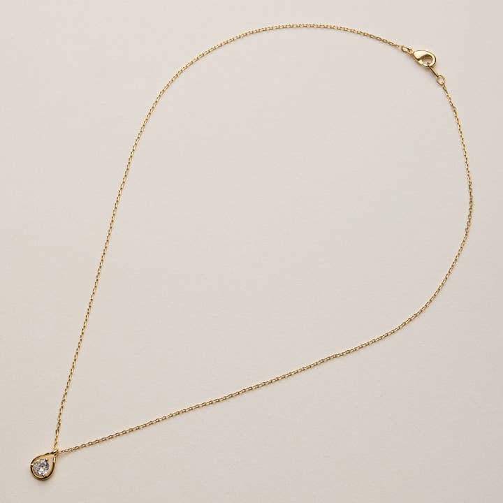 GD Gold Dipped Teardrop CZ Pendant Necklace for wholesale on Faire3