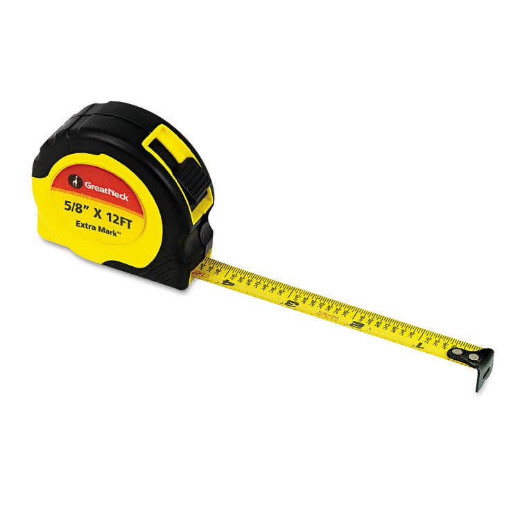 Everyday Supply Co - Wholesale Measuring Tape - Great Neck ExtraMark Tape Measure, 0.63"x12ft, Yellow/Black0