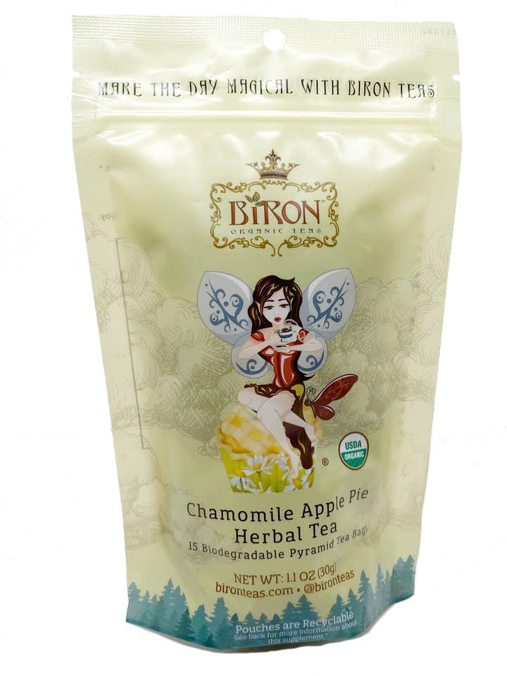 Chamomile Apple Pie Herbal Tea - 15 Pyramid Bag in Pouch for wholesale by Biron Organic Teas