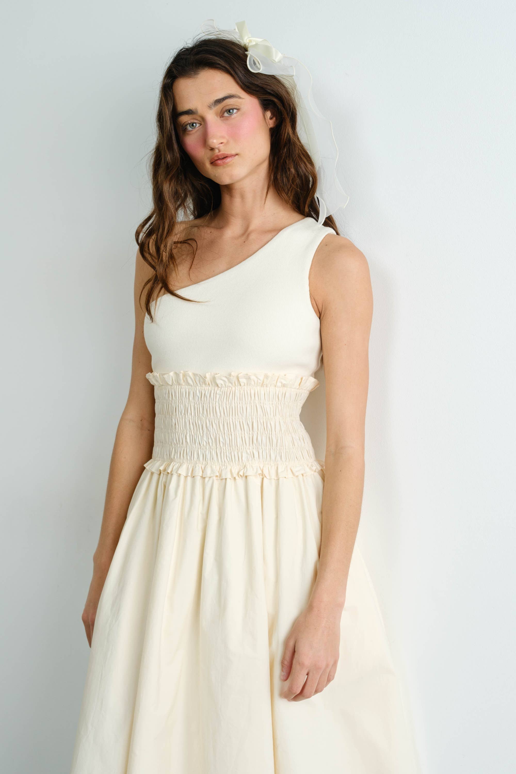 Creamon - Wholesale Dress – Women's - One Shoulder Poplin Maxi Dress2