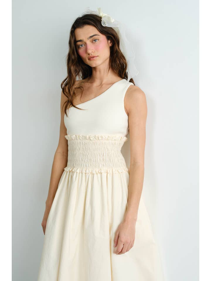 Creamon – wholesale Klänning - Dam – Maxiklänning i poplin med en axel2